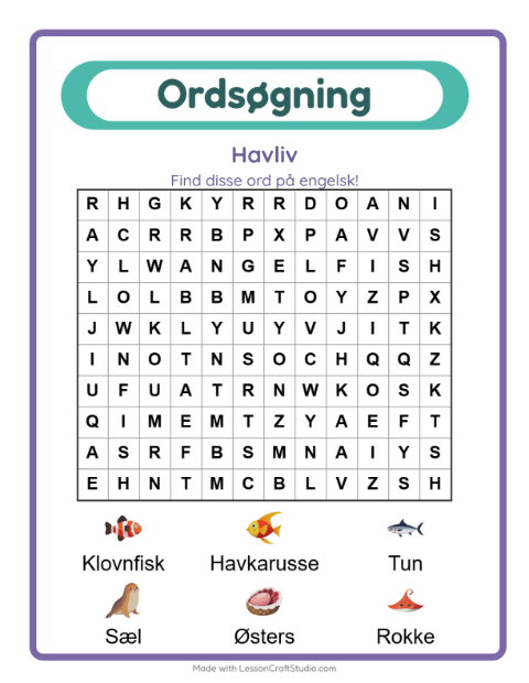 Engelsk ordsøgning – Havliv