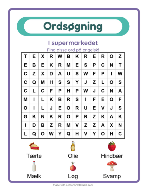 Engelsk ordsøgning – I supermarkedet