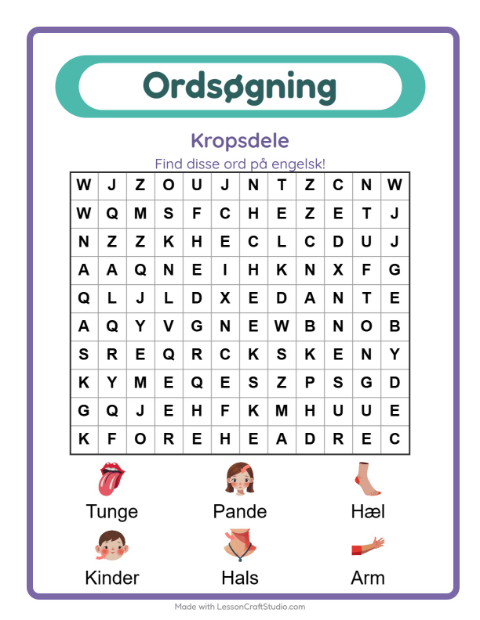 Engelsk ordsøgning – Kropsdele