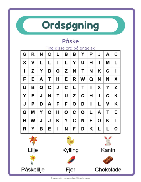 Engelsk ordsøgning – Påske