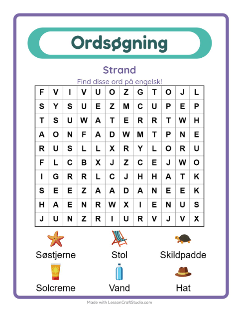 Engelsk ordsøgning – Strand