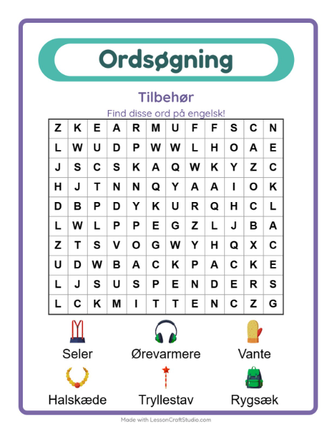 Engelsk ordsøgning – Tilbehør