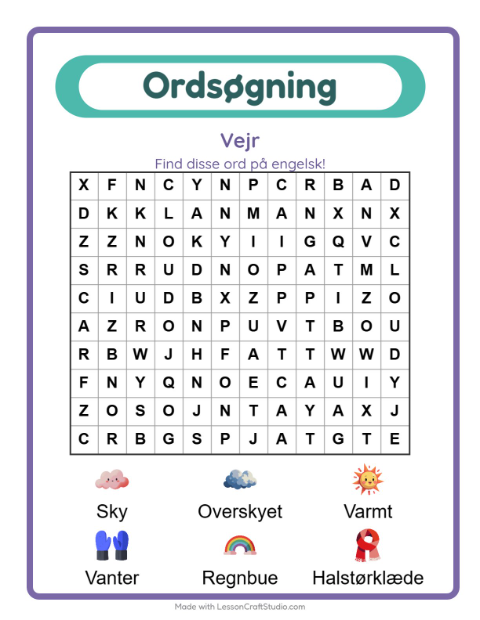Engelsk ordsøgning – Vejr