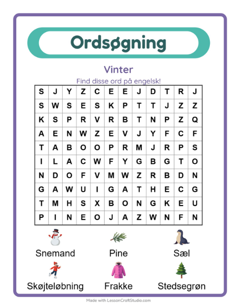 Engelsk ordsøgning – Vinter