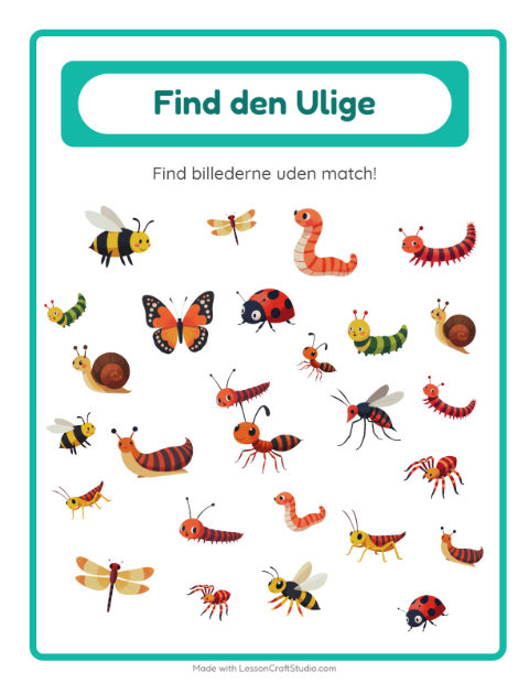 Forhåndsvisning af Find Genstandene-arbejdsark med Insekter og kryb til Børnehaveklasse