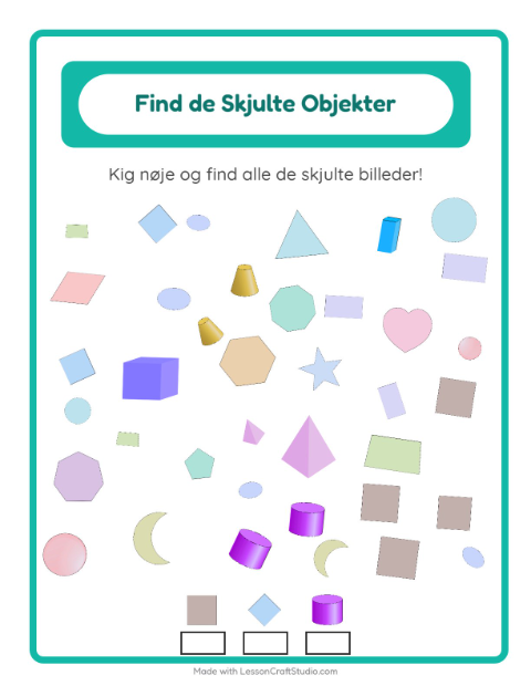 Forhåndsvisning af Find tingene: former – opgave til børnehaveklassen