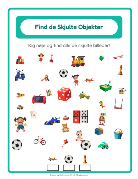 Forhåndsvisning af Find tingene: legesager – opgave til børnehaveklassen