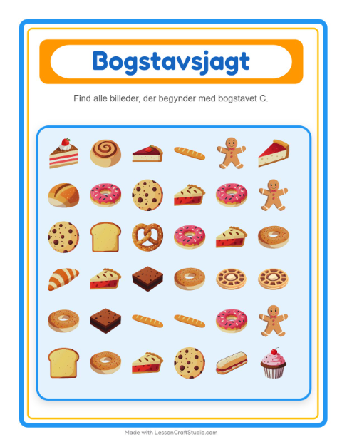 Find bogstavet – Bageri