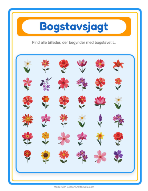 Forhåndsvisning af Find Og Tæl-arbejdsark med Blomster til Børnehave