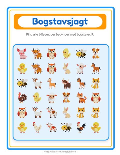 Find bogstavet – Bondegårdsdyr