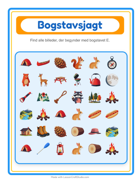 Find bogstavet – Camping