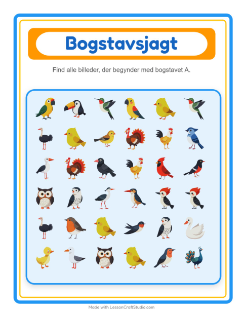 Find bogstavet – Fugle 2