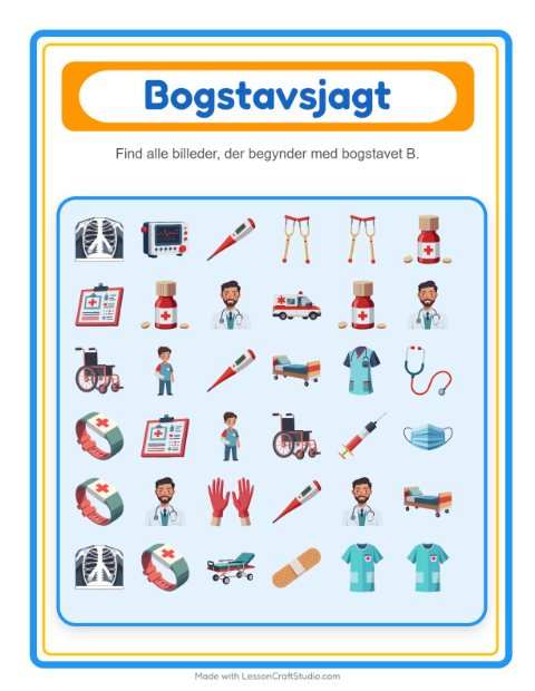 Find bogstavet – Hospital