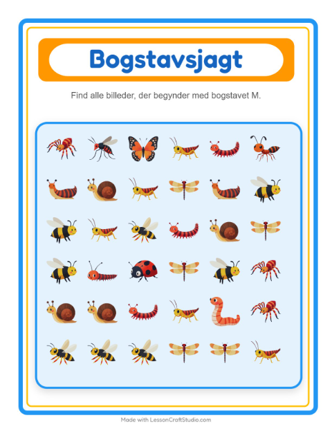 Forhåndsvisning af Find Og Tæl-arbejdsark med Insekter og kryb til Børnehave