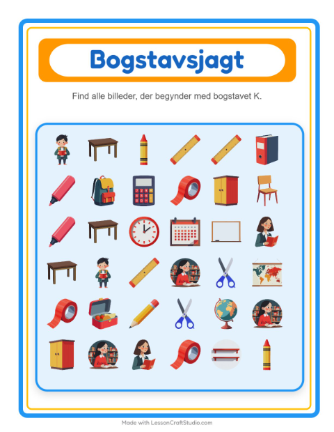 Find bogstavet – Klasseværelse