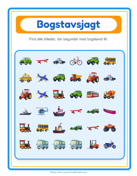 Forhåndsvisning af Find Og Tæl-arbejdsark med Køretøjer til Børnehave