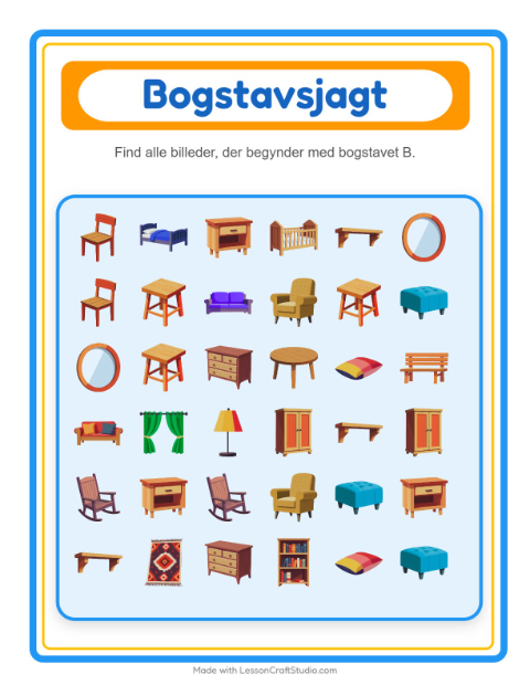 Find bogstavet – Møbler