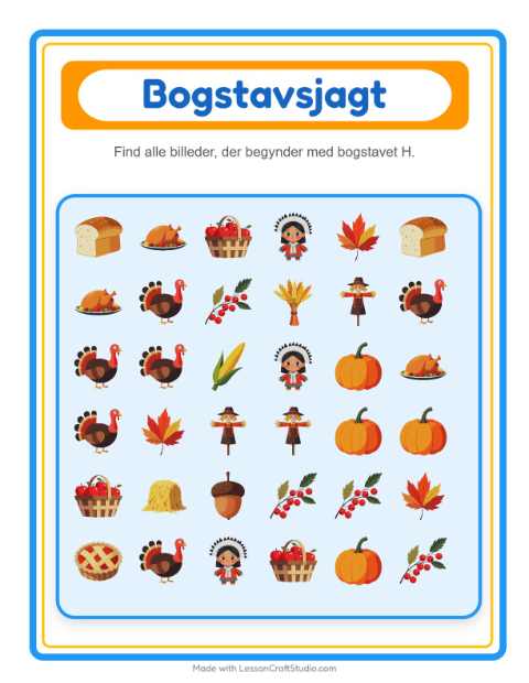 Find bogstavet – Thanksgiving