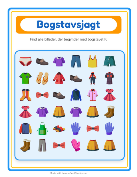 Find bogstavet – Tøj