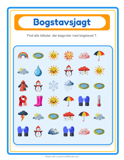 Forhåndsvisning af Find Og Tæl-arbejdsark med Vejr til Børnehave