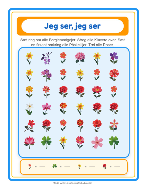 Find og tæl – Blomster