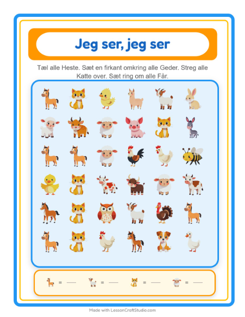 Find og tæl – Bondegårdsdyr