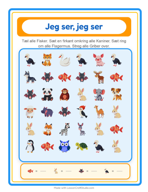 Find og tæl – Dyr