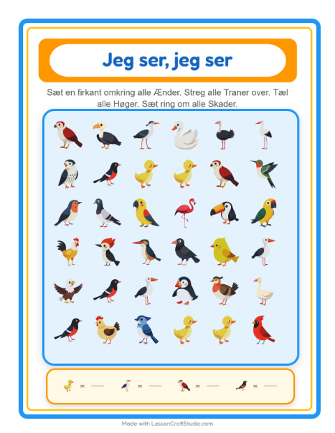 Find og tæl – Fugle 2