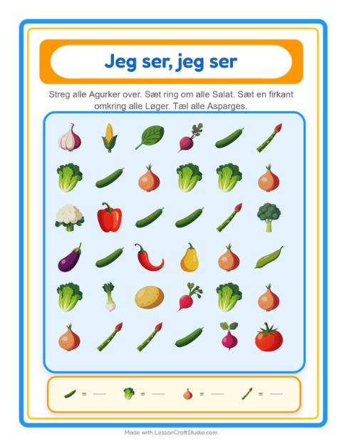 Find og tæl – Grøntsager