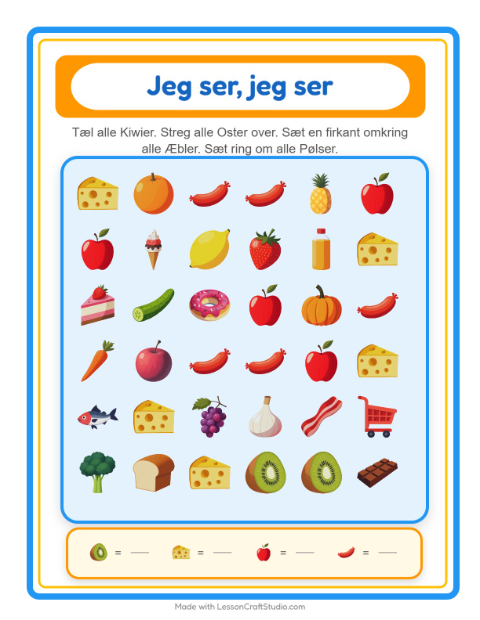 Find og tæl – I supermarkedet