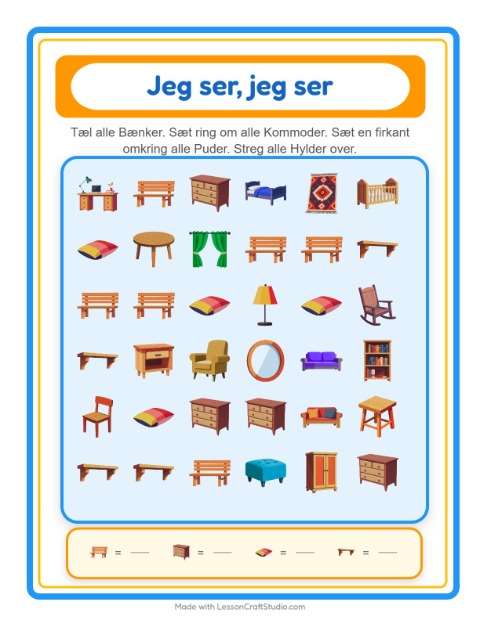 Find og tæl – Møbler