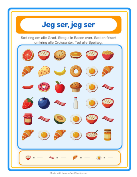 Find og tæl – Morgenmad