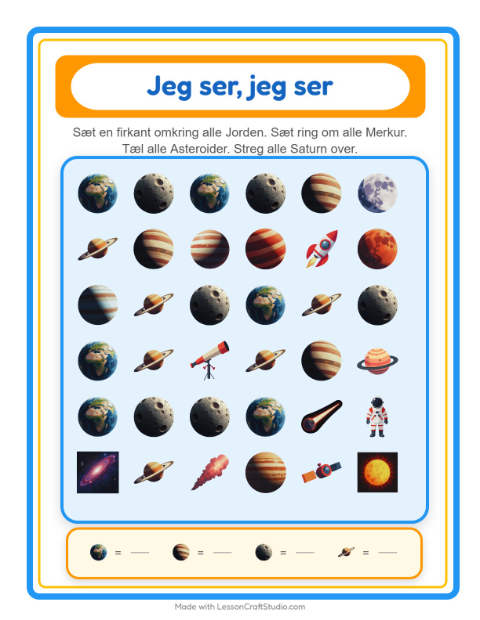 Find og tæl – Rummet