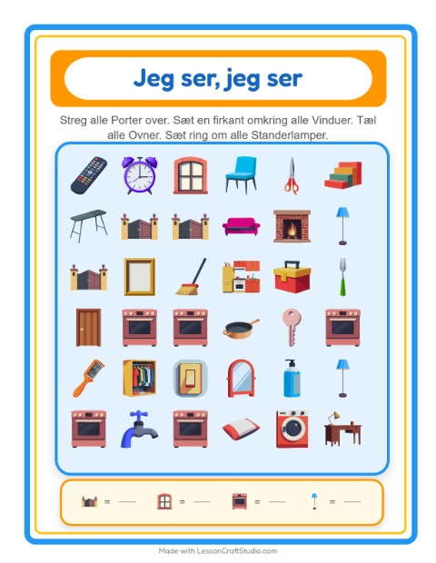 Find og tæl – Rundt i huset