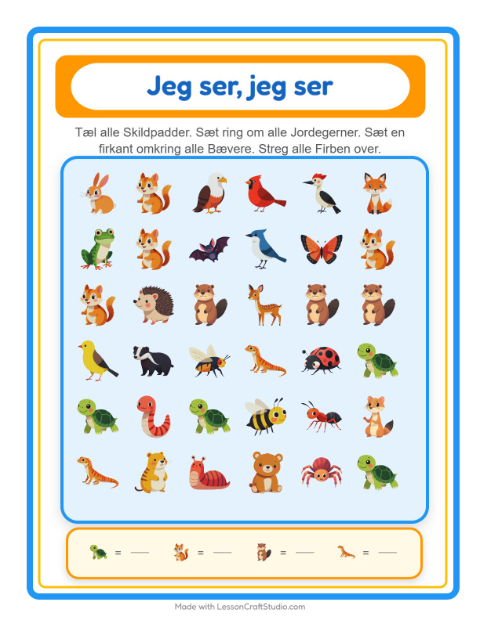 Find og tæl – Skovdyr