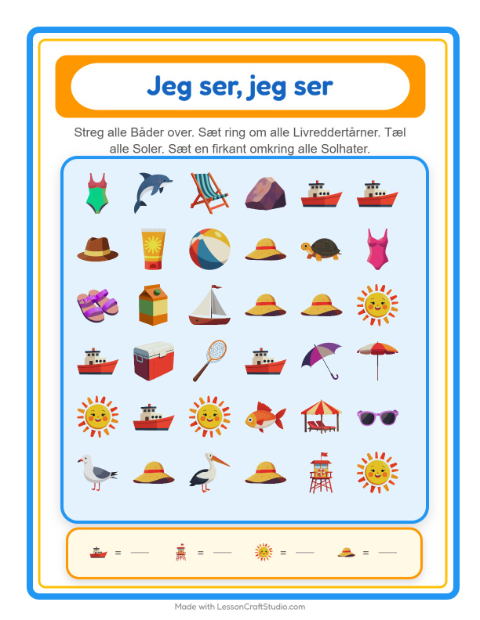 Find og tæl – Strand