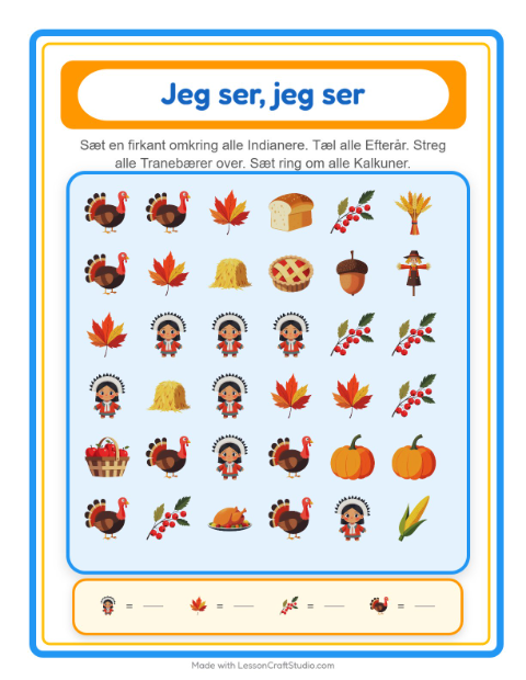 Find og tæl – Thanksgiving