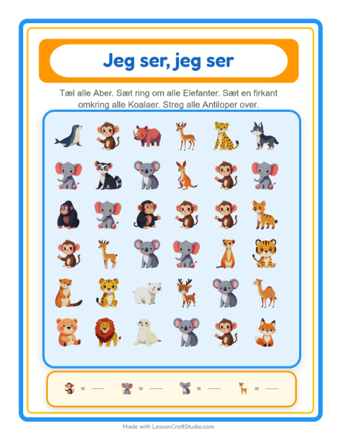 Find og tæl – Zoodyr