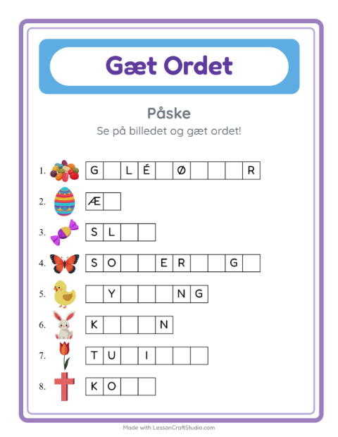 Manglende bogstaver – Påske