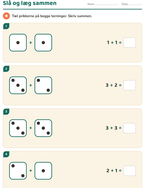Forhåndsvisning af Gange og rækker-arbejdsark til 1. klasse