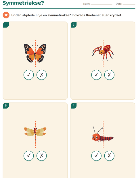 Forhåndsvisning af Geometri og former-arbejdsark med Insekter og kryb til 2. klasse
