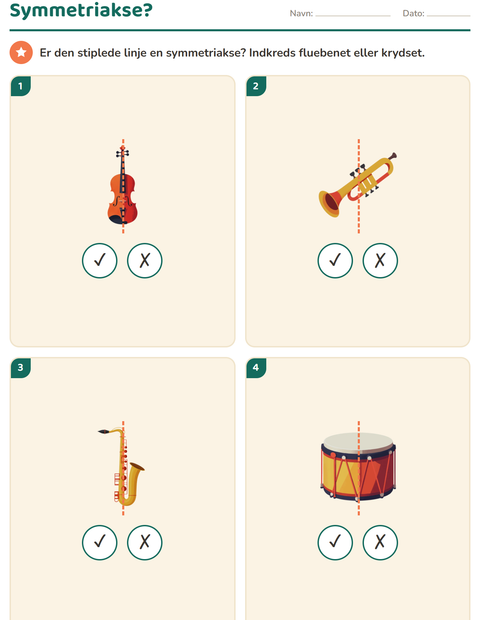 Forhåndsvisning af Geometri og former-arbejdsark med Musik til 2. klasse