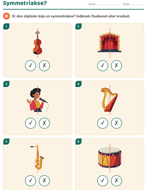 Forhåndsvisning af Geometri og former-arbejdsark med Musik til 2. klasse