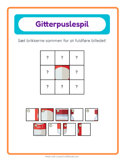 Forhåndsvisning af Gittermatch-arbejdsark med I supermarkedet til Børnehaveklasse