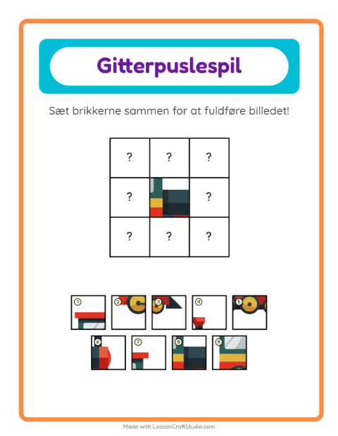 Forhåndsvisning af Billedbrikker med køretøjer – opgave til børnehaveklassen