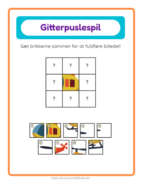 Forhåndsvisning af Billedbrikker med legesager – opgave til børnehaveklassen