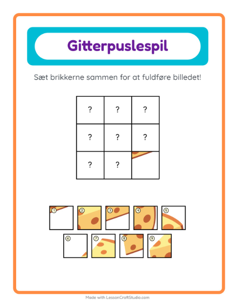 Forhåndsvisning af Gittermatch-arbejdsark med Morgenmad til Børnehaveklasse
