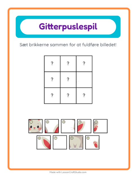 Forhåndsvisning af Gittermatch-arbejdsark med Påske til Børnehaveklasse