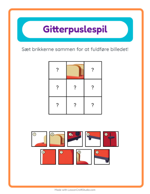 Forhåndsvisning af Billedbrikker med ting – opgave til børnehaveklassen