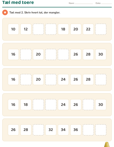 Hundredfelt i 1. klasse – udfyld, hoppe-tæl og 10 mere eller mindre — 4